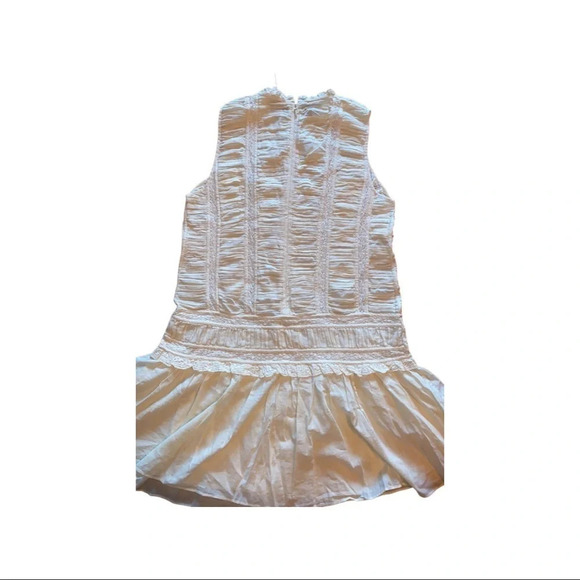 Rebecca Taylor Ruched Lace Inset Cotton Dress New Ivory Size 10 - Picture 10 of 11